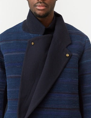 NOBNAGA Paris / JAPAN  ''Sakiori'' 裂織り DOUBLE OVERLAP LONG JACKET    (221090)