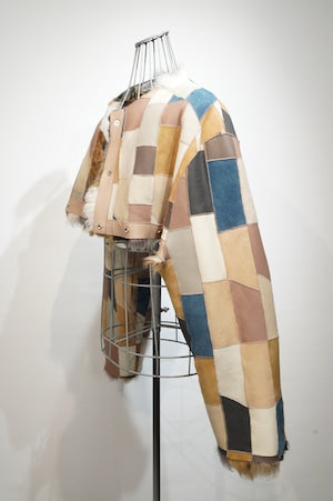 CURRENTAGE /  A2544FJM355 Patchwork Mouton Coat