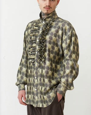 NOBNAGA Paris/ Ruffled Stand -Up Collar Dot motif Shirt