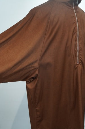HS-ATTIRE (HAVERSACK) / Melange Twill  ZIP UP Stand Collar Shirt