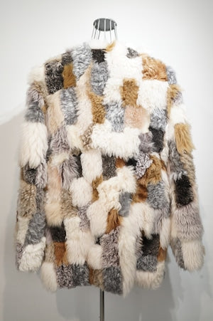 CURRENTAGE /  A2544FJM355 Patchwork Mouton Coat