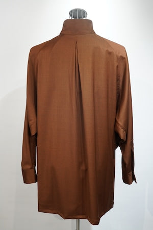 HS-ATTIRE (HAVERSACK) / Melange Twill  ZIP UP Stand Collar Shirt