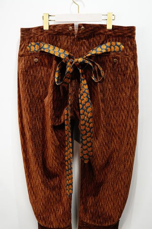 NOBNAGA Paris /  Necktie Belted Buttoned Cuff Brown Corduroy Pants
