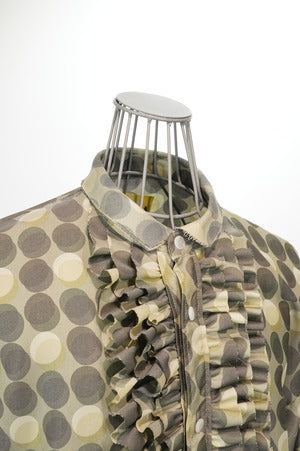 NOBNAGA Paris/ Ruffled Stand -Up Collar Dot motif Shirt