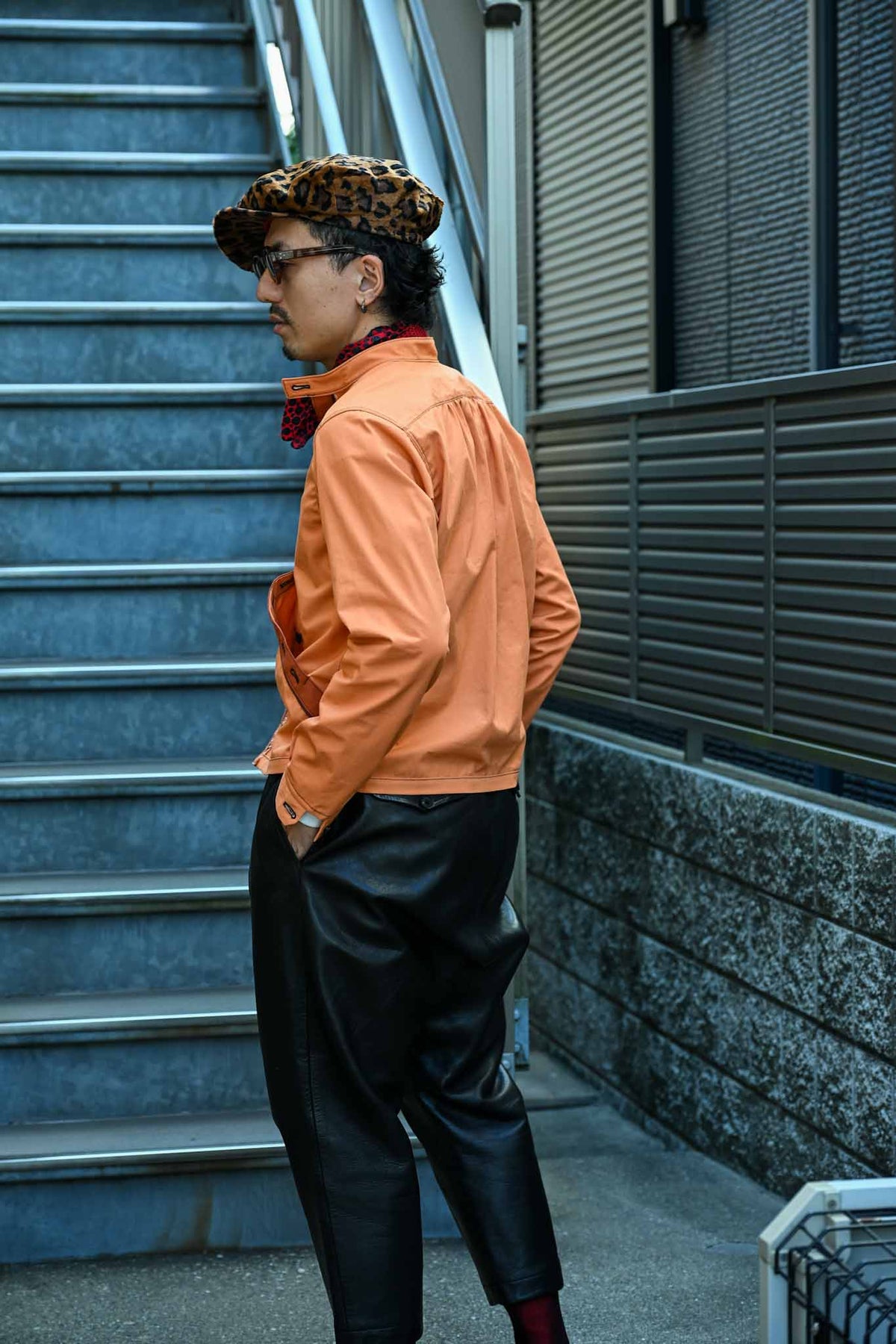 MA2606 Terracotta Collarless Shirt Jacket  /  MASAO SHIMIZU      (221359)