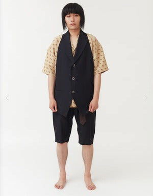 NOBNAGA Paris /Single 3B Notched Collar Long Vest