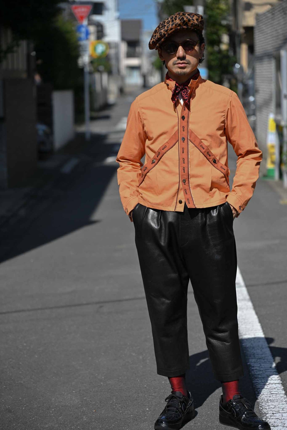 MA2606 Terracotta Collarless Shirt Jacket  /  MASAO SHIMIZU      (221359)
