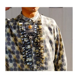 NOBNAGA Paris/ Ruffled Stand -Up Collar Dot motif Shirt
