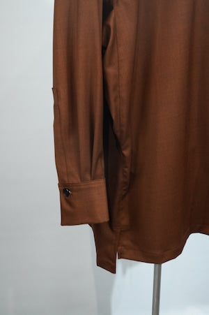 HS-ATTIRE (HAVERSACK) / Melange Twill  ZIP UP Stand Collar Shirt