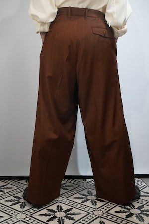 HS-ATTIRE (HAVERSACK) /  Melange Twill High Waist Two Pleated Wide Pants