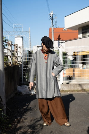 HS-ATTIRE (HAVERSACK) /  Melange Twill High Waist Two Pleated Wide Pants