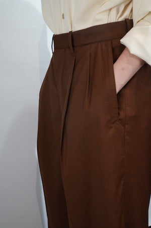 HS-ATTIRE (HAVERSACK) /  Melange Twill High Waist Two Pleated Wide Pants