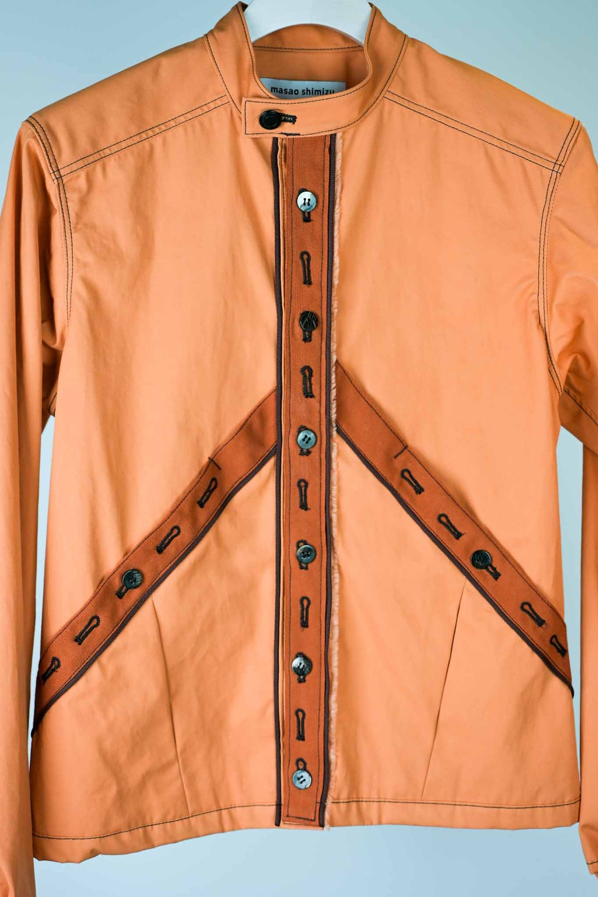 MA2606 Terracotta Collarless Shirt Jacket  /  MASAO SHIMIZU      (221359)