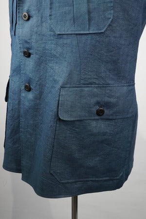 m's braque / ”AMAMI HAND INDIGO” (奄美染めインディゴ）Safari Jacket