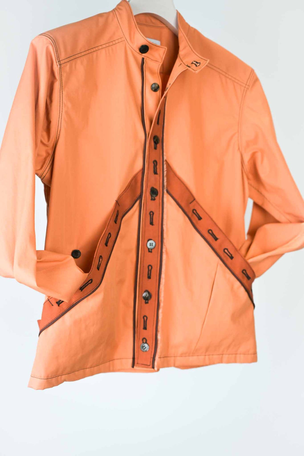 MA2606 Terracotta Collarless Shirt Jacket  /  MASAO SHIMIZU      (221359)