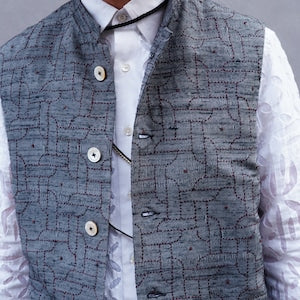 PERIOD FEATURES/ Hand Woven Silk Embroidery  Waist Coat
