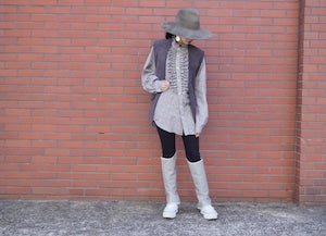 NOBNAGA Paris/ Ruffled Stand -Up Collar Shirt