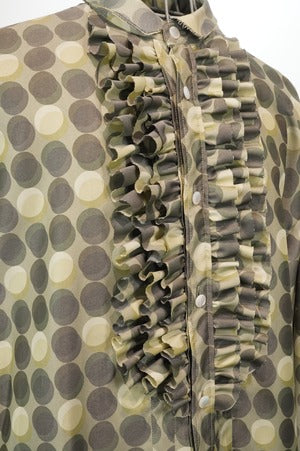 NOBNAGA Paris/ Ruffled Stand -Up Collar Dot motif Shirt