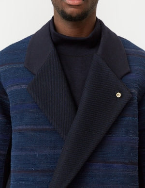 NOBNAGA Paris / JAPAN  ''Sakiori'' 裂織り DOUBLE OVERLAP LONG JACKET    (221090)