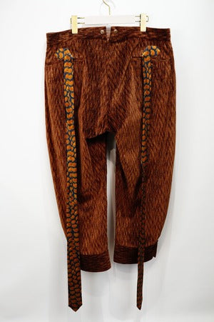 NOBNAGA Paris /  Necktie Belted Buttoned Cuff Brown Corduroy Pants
