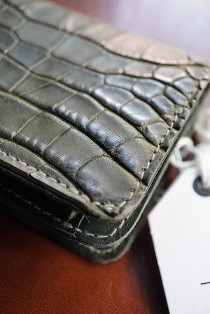 GUIDI / CROCODILE FULL GRAIN SMALL LEATER WALLET