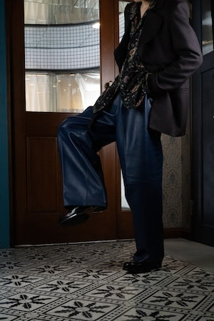 REVERBARATE / REV-24AW-LP01  LEATHER BELTED TROUSERS