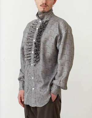 NOBNAGA Paris/ Ruffled Stand -Up Collar Shirt