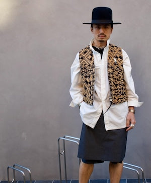 eofm  / African Kuba Cloth Horse Leather Vest