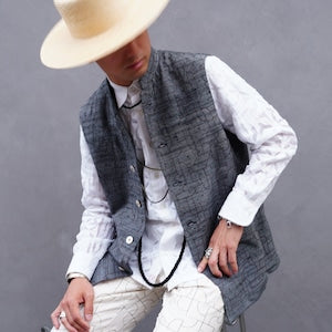 PERIOD FEATURES/ Hand Woven Silk Embroidery  Waist Coat