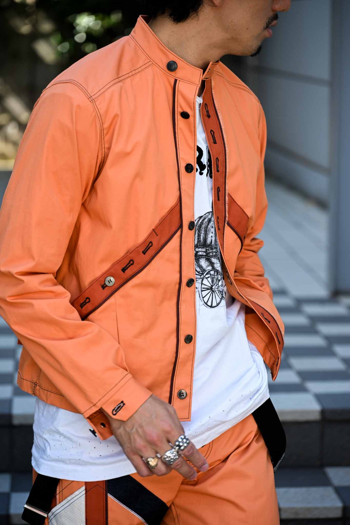MA2606 Terracotta Collarless Shirt Jacket  /  MASAO SHIMIZU      (221359)