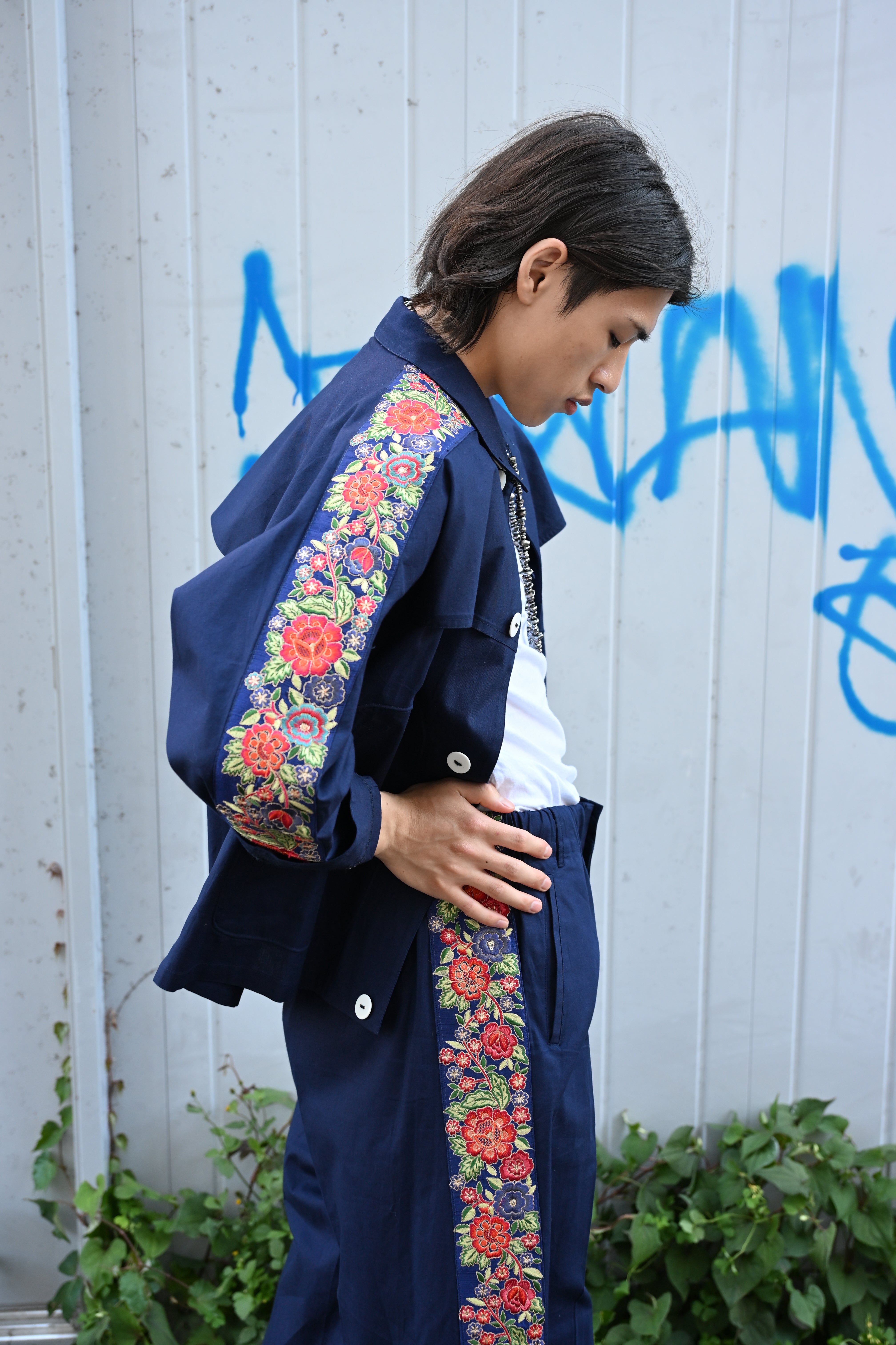 PERIOD FEATURES /  Indian Embroidery Tape Harrington Jacket   (221229)