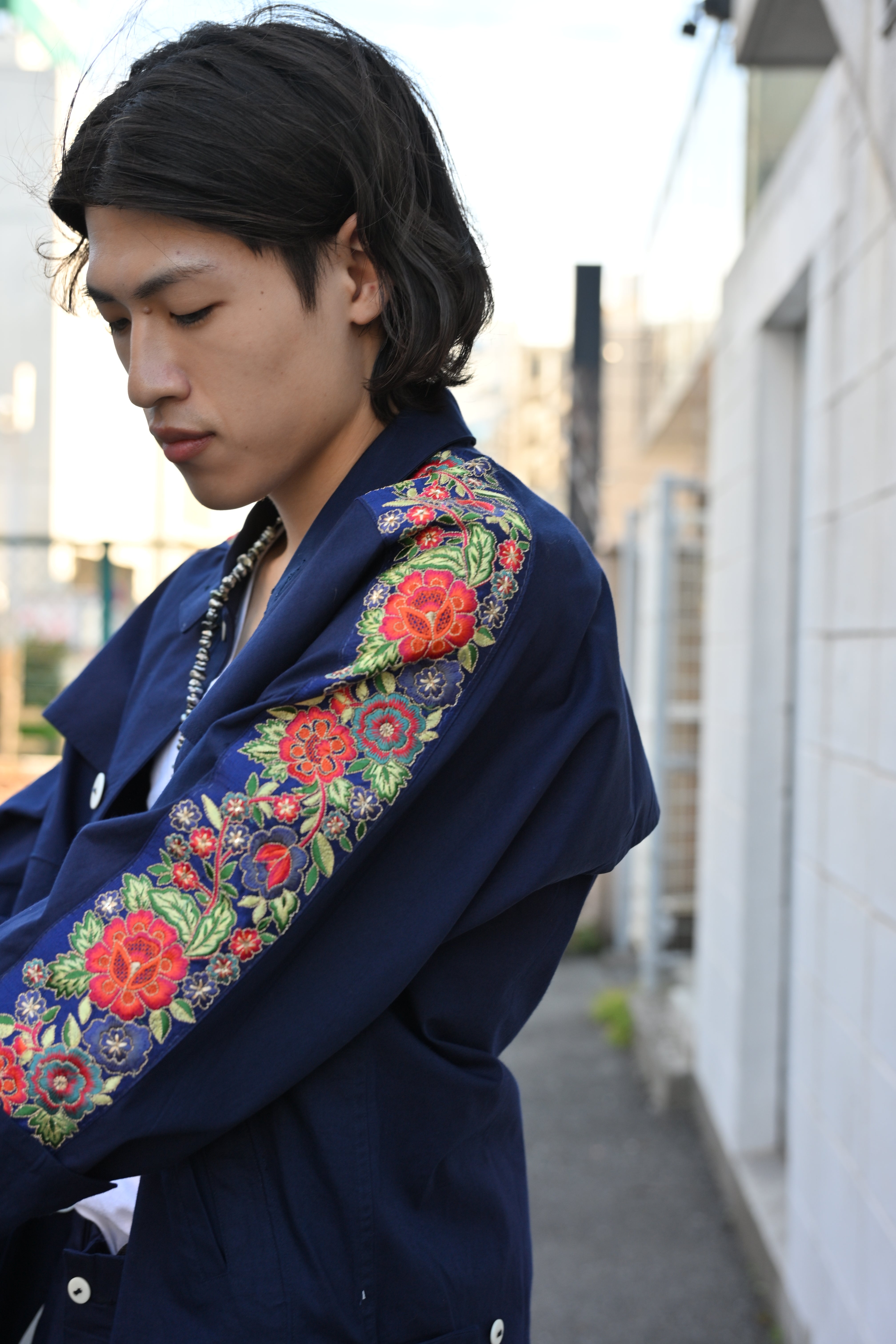 PERIOD FEATURES /  Indian Embroidery Tape Harrington Jacket   (221229)