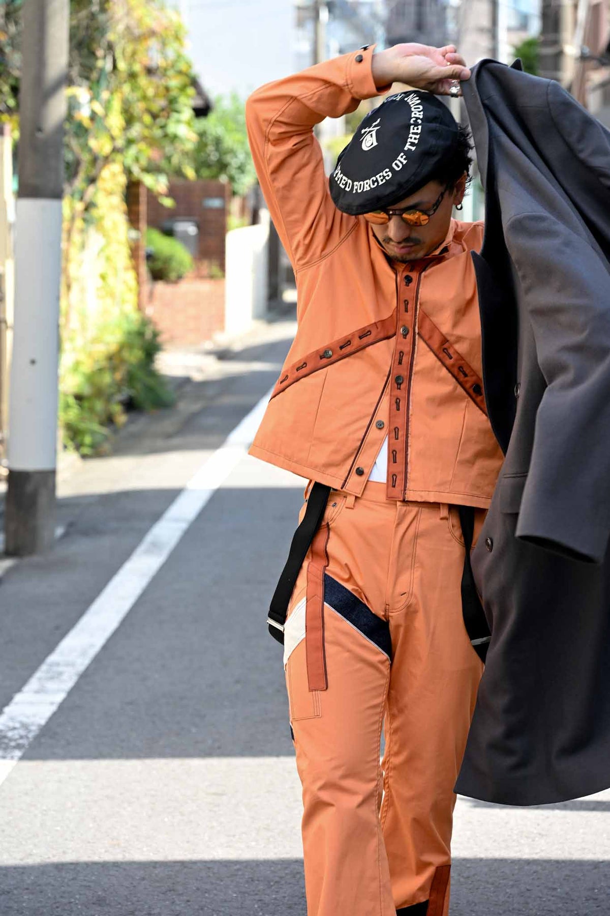 MA2606 Terracotta Collarless Shirt Jacket  /  MASAO SHIMIZU      (221359)