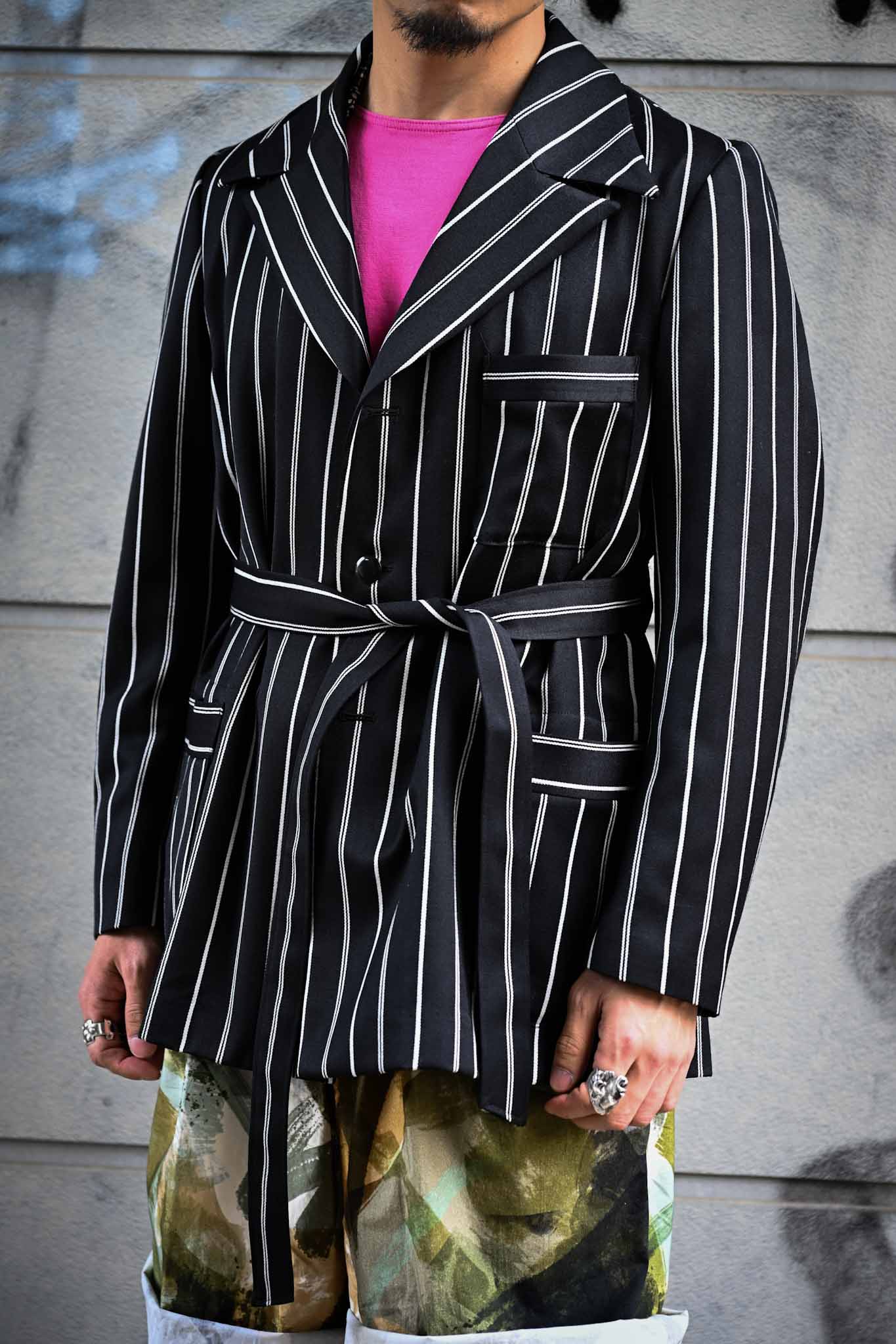 ADJUSTABLE COSTUME  /  20's STYLE REGATTA STRIPE BELTED JACKET    (221219)