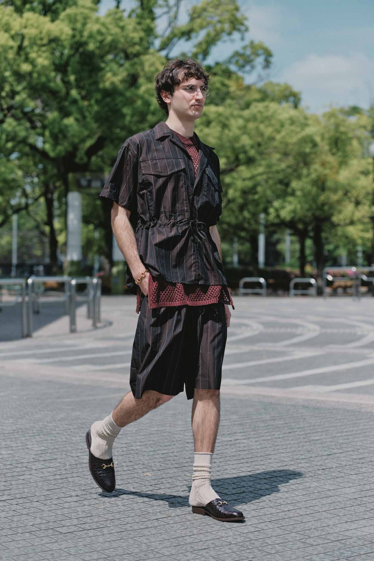 120/2 Chambray Striped Pullover Safari Shirt / HAVERSACK×SANTAKU 　（221245）