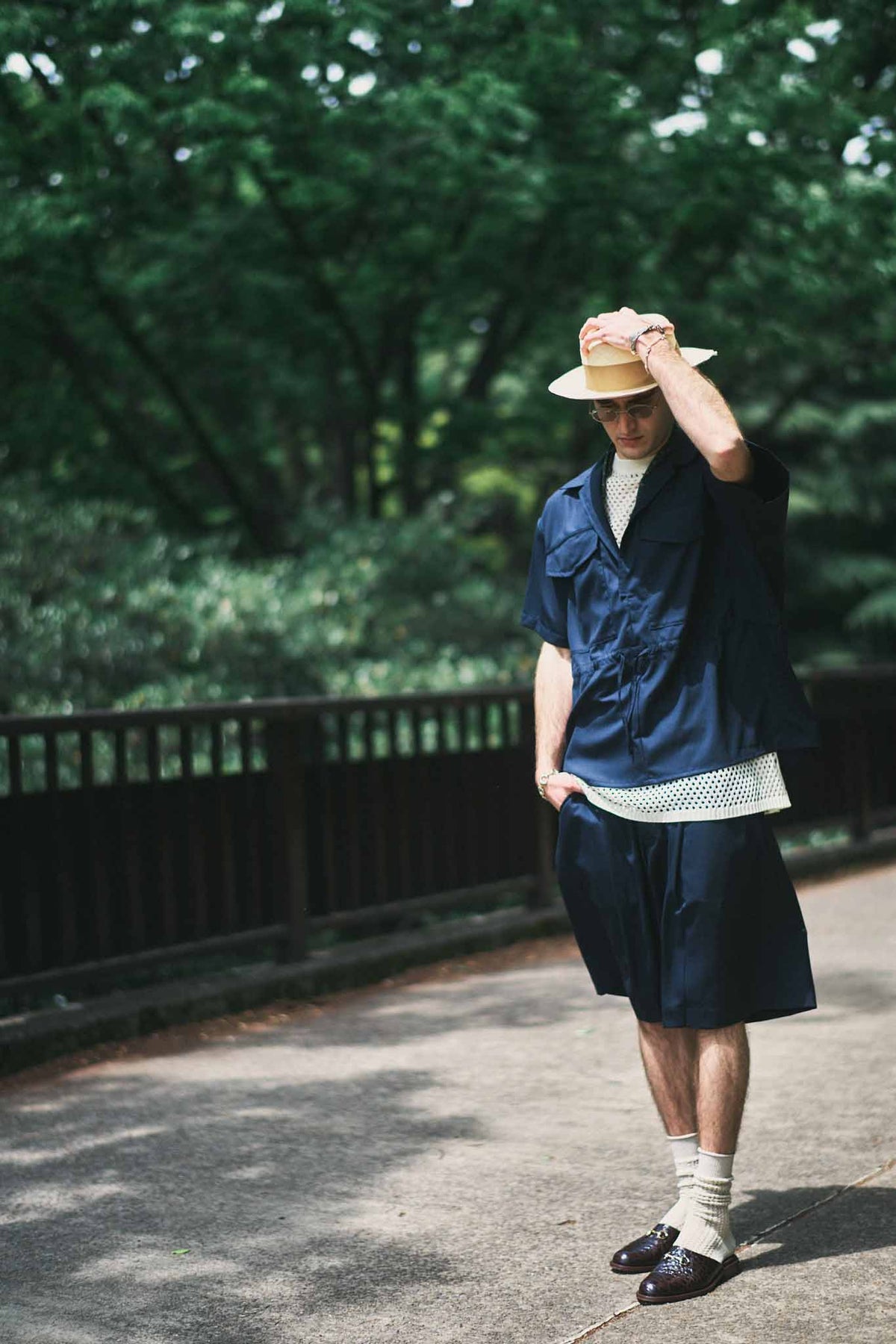 Washable Tropical Wool Pullover Safari Shirt / HAVERSACK×SANTAKU 　（221247）