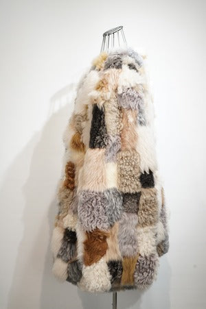 CURRENTAGE /  A2544FJM355 Patchwork Mouton Coat