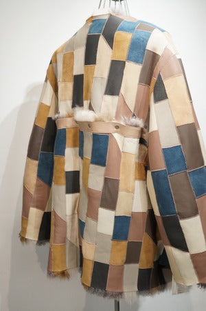 CURRENTAGE /  A2544FJM355 Patchwork Mouton Coat