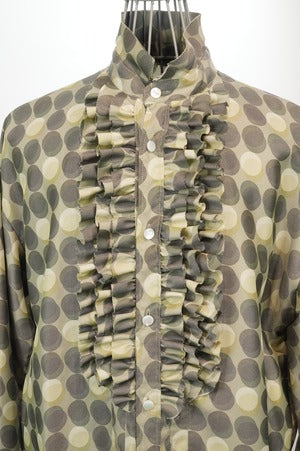 NOBNAGA Paris/ Ruffled Stand -Up Collar Dot motif Shirt