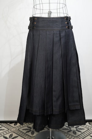 WILDFRAULEIN / Pleated Skirt With Hakama Denim Pants