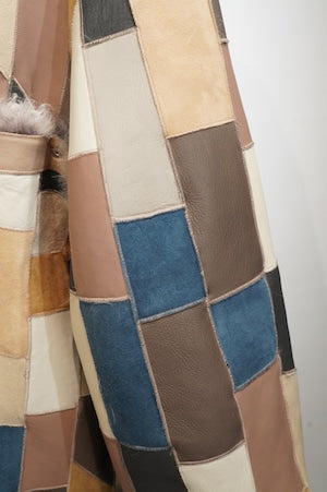 CURRENTAGE /  A2544FJM355 Patchwork Mouton Coat