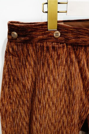 NOBNAGA Paris /  Necktie Belted Buttoned Cuff Brown Corduroy Pants