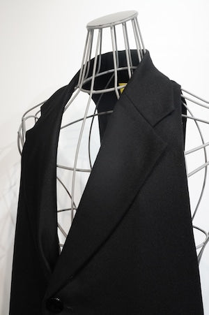NOBNAGA Paris / Single-Breasted Notched-Lapel Long Gilet
