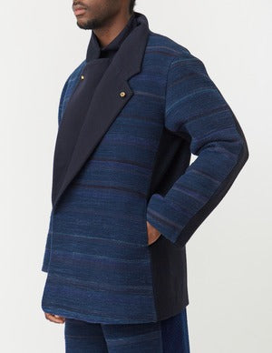 NOBNAGA Paris / JAPAN  ''Sakiori'' 裂織り DOUBLE OVERLAP LONG JACKET    (221090)