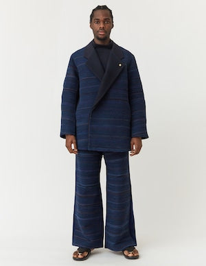 NOBNAGA Paris / JAPAN  ''Sakiori'' 裂織り DOUBLE OVERLAP LONG JACKET    (221090)