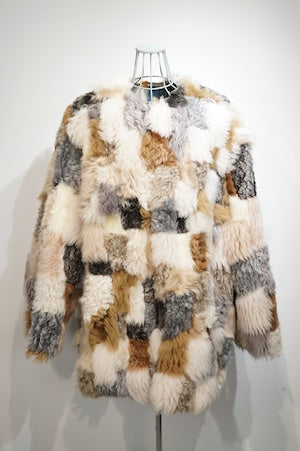 CURRENTAGE /  A2544FJM355 Patchwork Mouton Coat