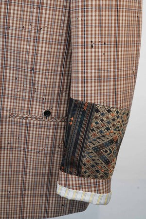 CLASS /  CCGSO5UNI  LAOSILK HAND EMBROIDERY BROKEN CHECK (LYRIA)     (221180)