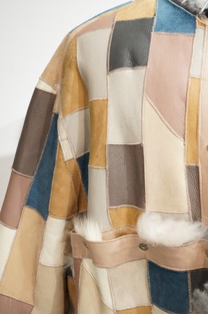 CURRENTAGE /  A2544FJM355 Patchwork Mouton Coat