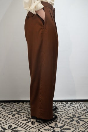 HS-ATTIRE (HAVERSACK) /  Melange Twill High Waist Two Pleated Wide Pants