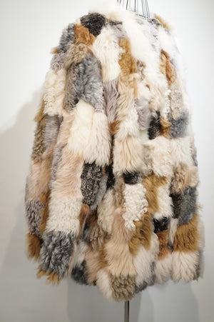 CURRENTAGE /  A2544FJM355 Patchwork Mouton Coat